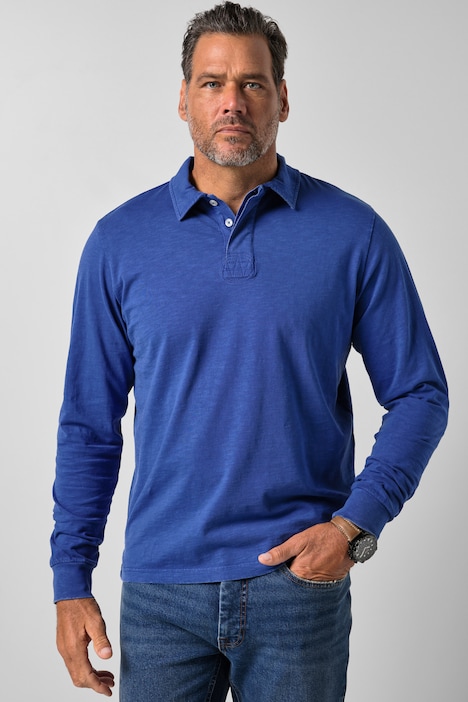 Polo à manches longues, jersey épais, style vintage, jusqu'au 8 XL