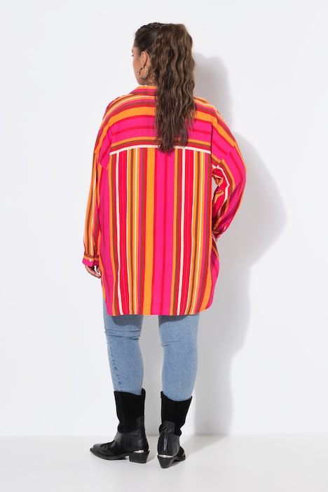 Bluse, Oversize Shape, Musselin, Streifen