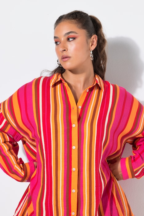 Bluse, Oversize Shape, Musselin, Streifen
