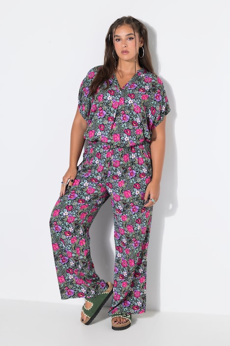 Palazzohose, wide Legs, Flowers