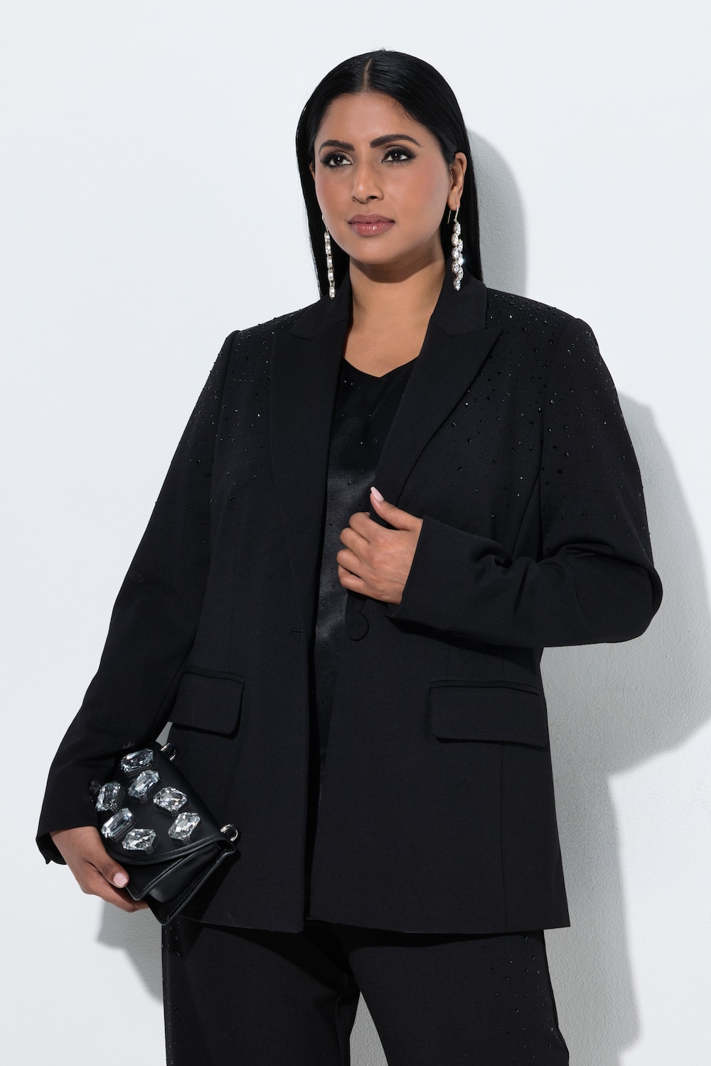 Blazer, Ziersteine, Reverskragen, Langarm