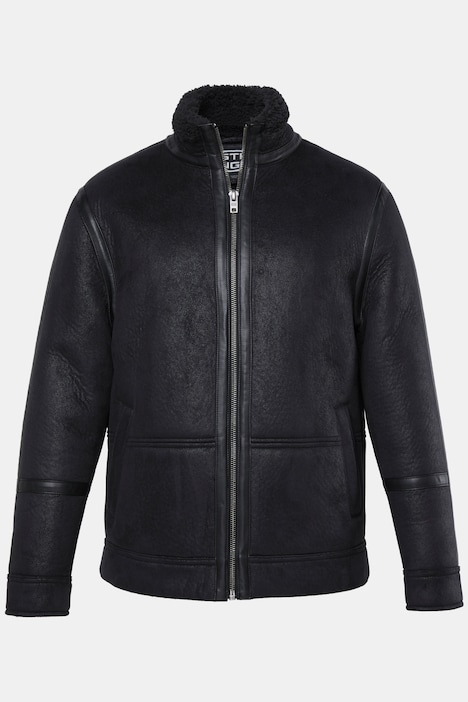 Lederoptik-Jacke, vegan, lässige Passform, Stehkragen, bis 8 XL