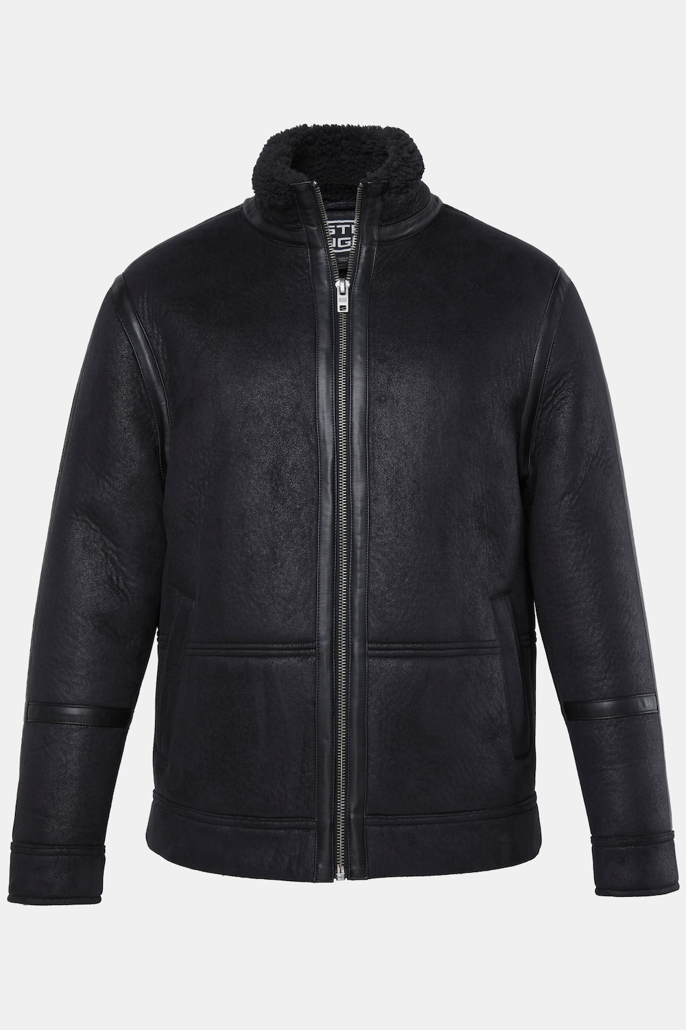 Lederoptik-Jacke, vegan, lässige Passform, Stehkragen, bis 8 XL