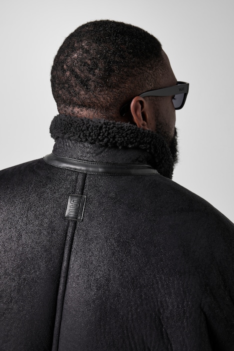 Lederoptik-Jacke, vegan, lässige Passform, Stehkragen, bis 8 XL