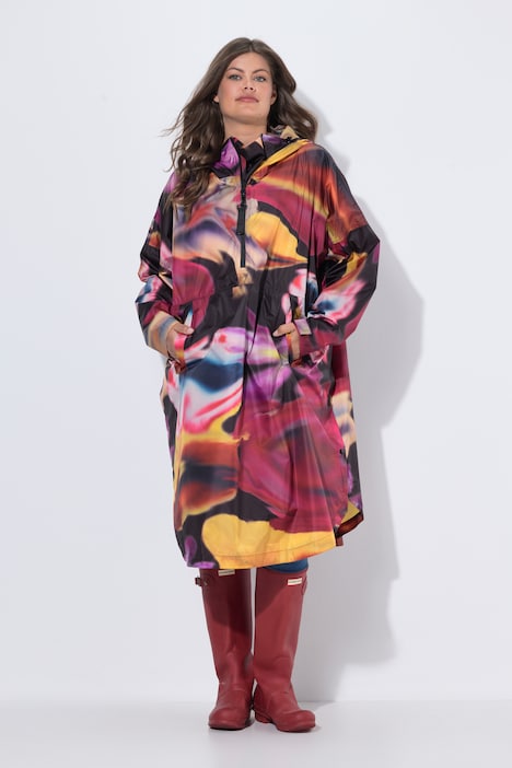 Functionele regencape, unisex, print, capuchon