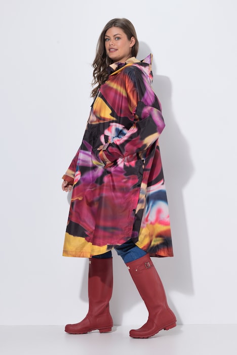Functionele regencape, unisex, print, capuchon
