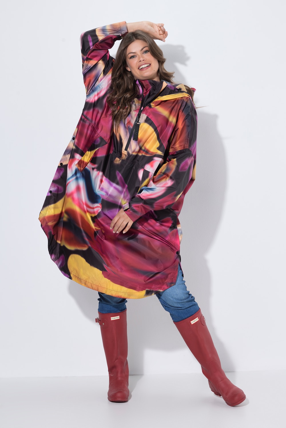 Functionele regencape, unisex, print, capuchon