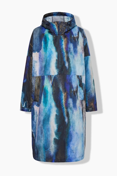 Functionele regencape, unisex, print, capuchon