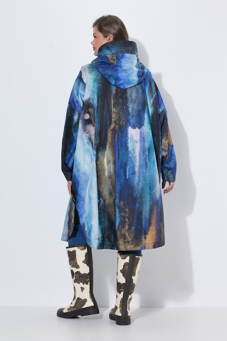 Functionele regencape, unisex, print, capuchon