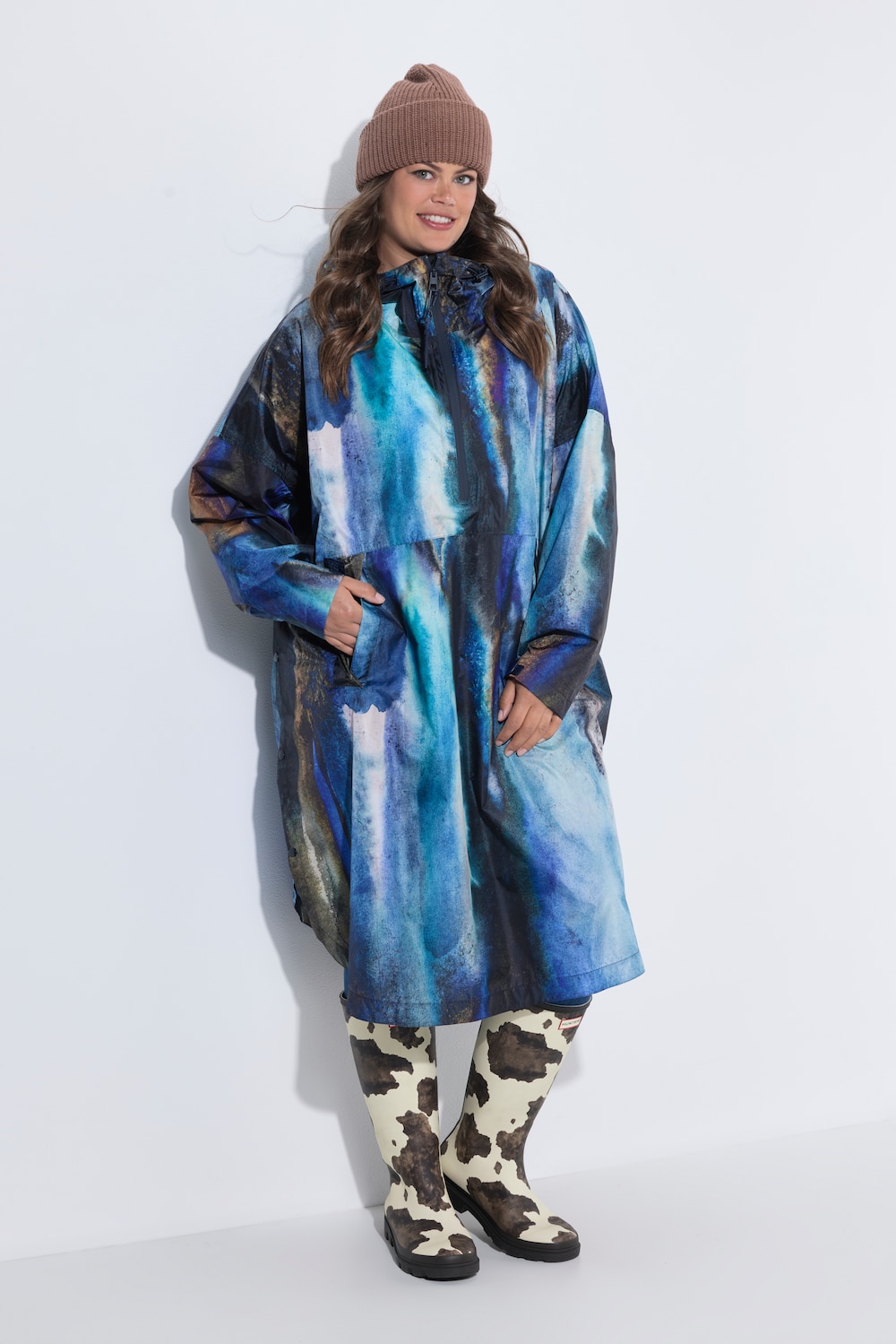 Funktions-Regencape, Unisex, Print, Kapuze