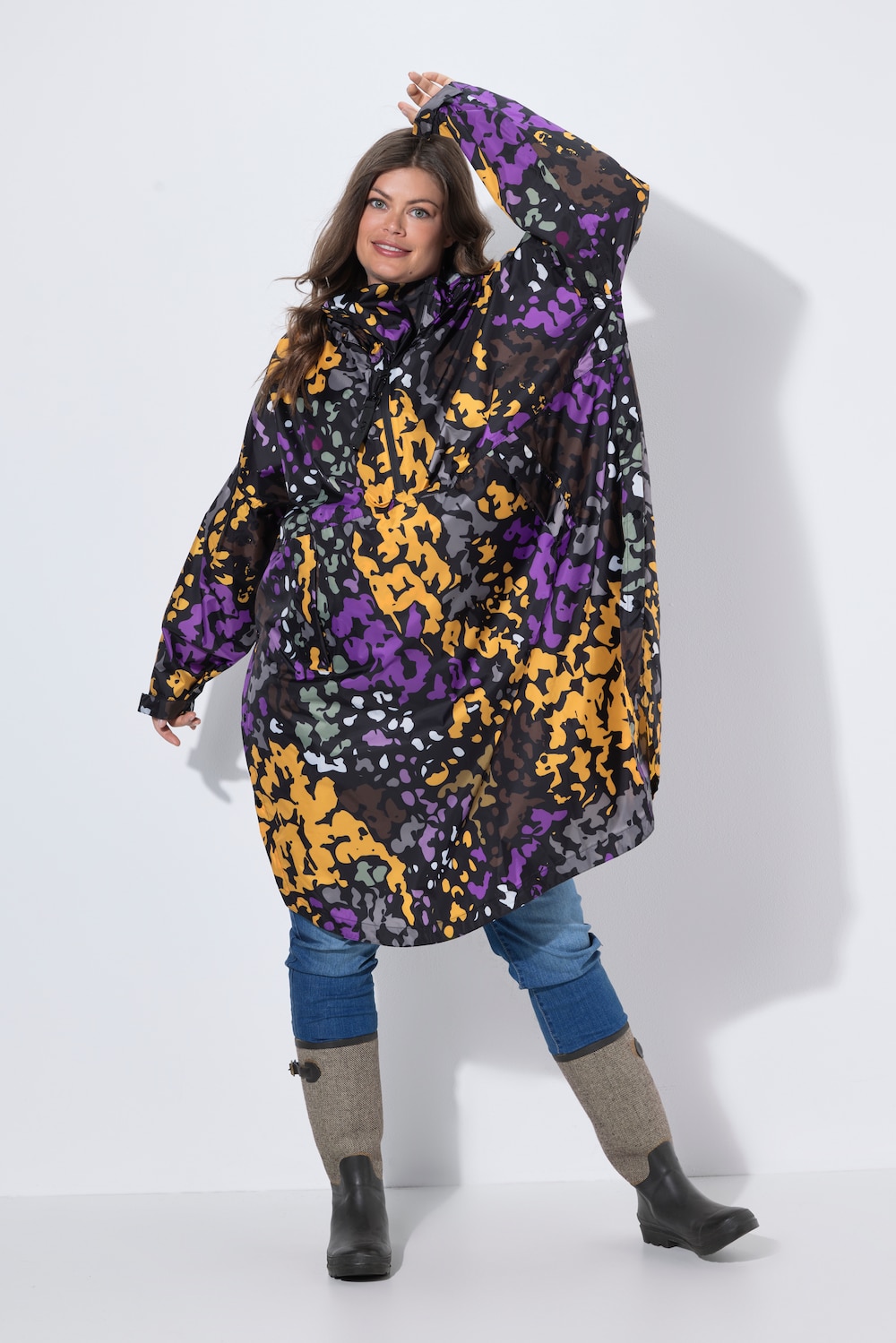 Funktions-Regencape, Unisex, Print, Kapuze