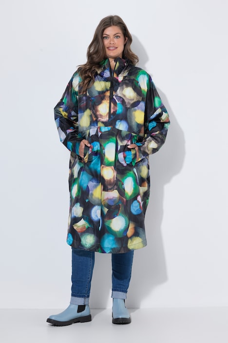 Functionele regencape, unisex, print, capuchon