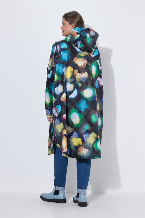 Functionele regencape, unisex, print, capuchon