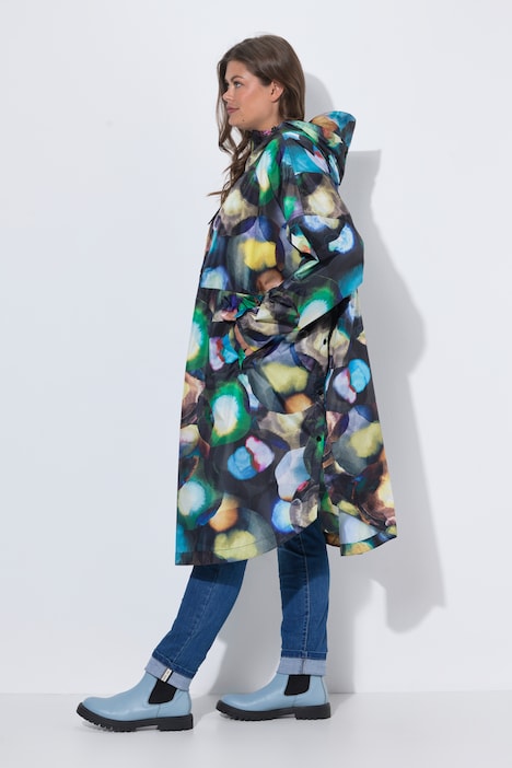Functionele regencape, unisex, print, capuchon