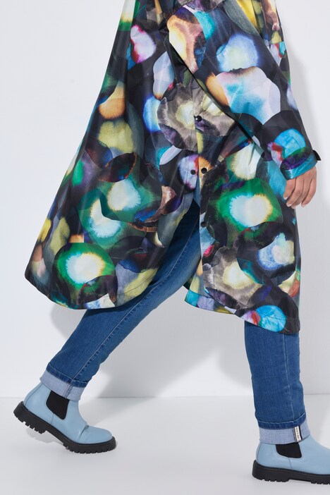 Functionele regencape, unisex, print, capuchon