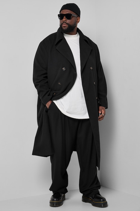 Manteau en laine mélangée, double boutonnage, col à revers - jusqu'au 8 XL