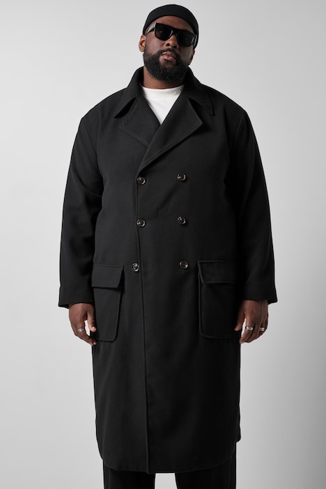 Manteau en laine mélangée, double boutonnage, col à revers - jusqu'au 8 XL