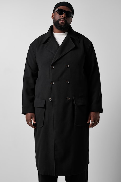 Manteau en laine mélangée, double boutonnage, col à revers - jusqu'au 8 XL