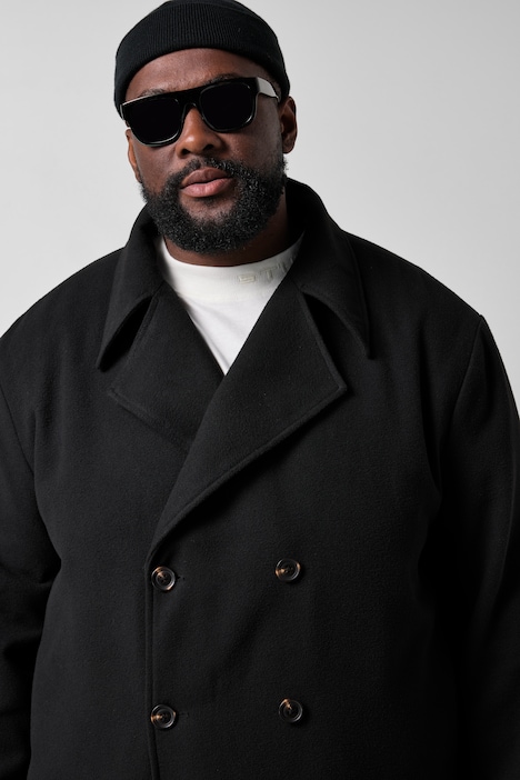 Manteau en laine mélangée, double boutonnage, col à revers - jusqu'au 8 XL