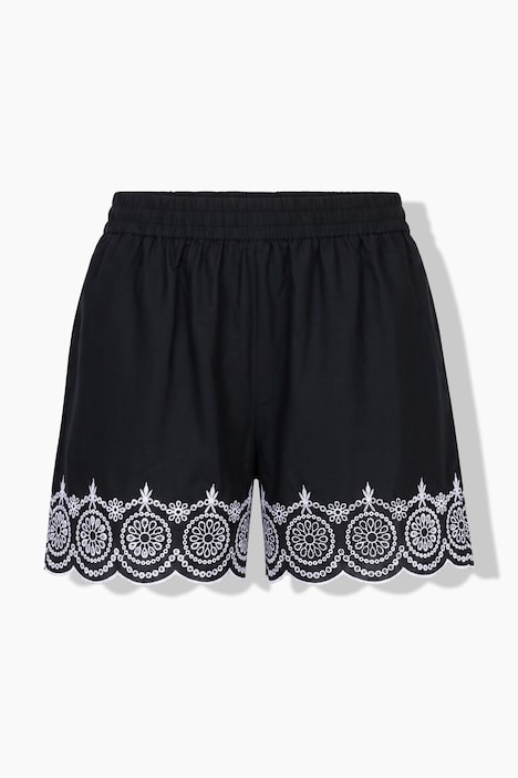 Short, wijde pijpen, wit borduursel
