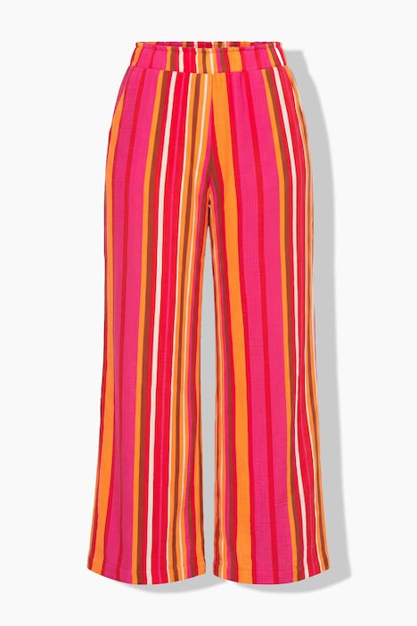 Hose, wide Legs, Musselin, Streifen