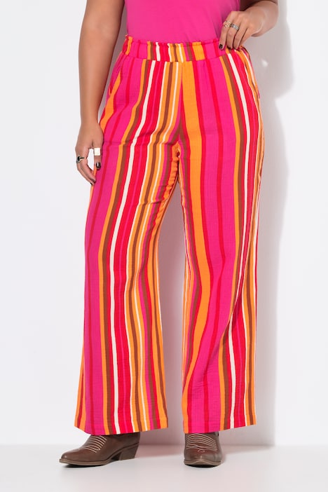 Hose, wide Legs, Musselin, Streifen