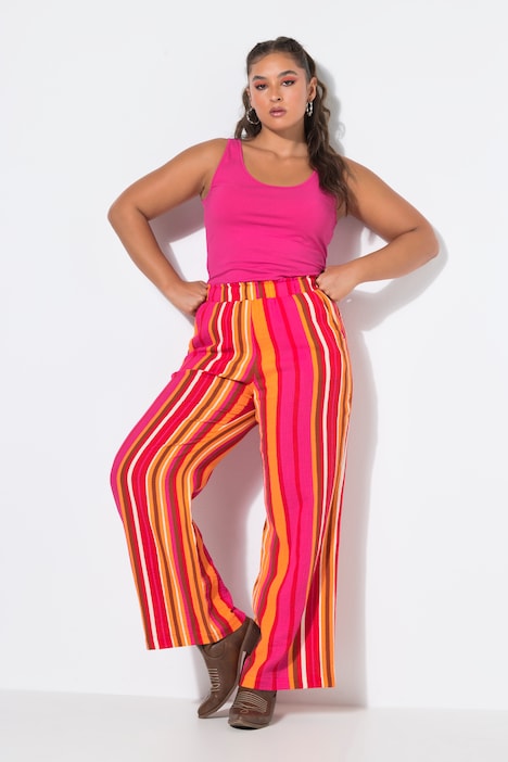 Hose, wide Legs, Musselin, Streifen