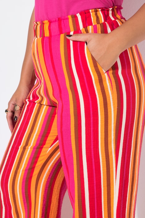 Hose, wide Legs, Musselin, Streifen