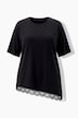 T-Shirt, asymetrischer Saum mit Spitze, Rundhals, Halbarm