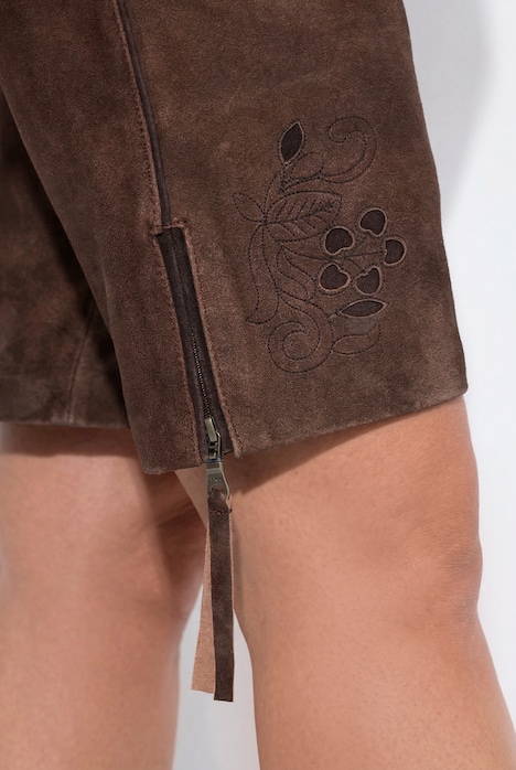 Trachten-Lederhose, Veloursleder, Stickerei
