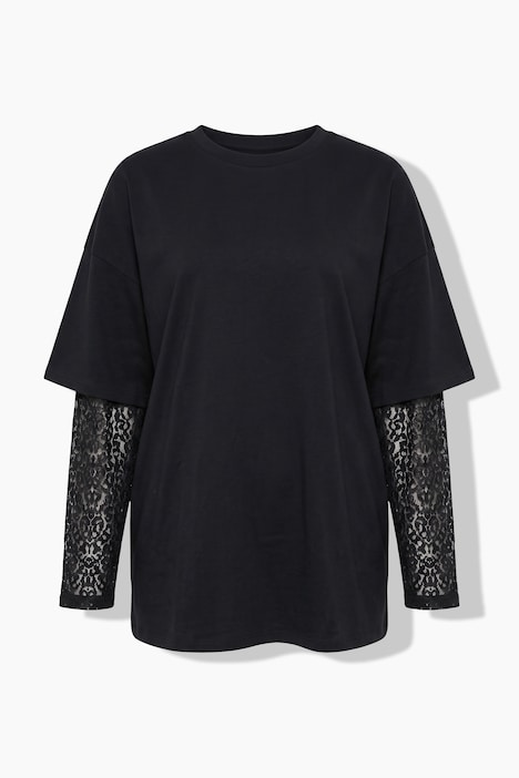 T-Shirt, Oversize Shape, Langarm mit Spitze