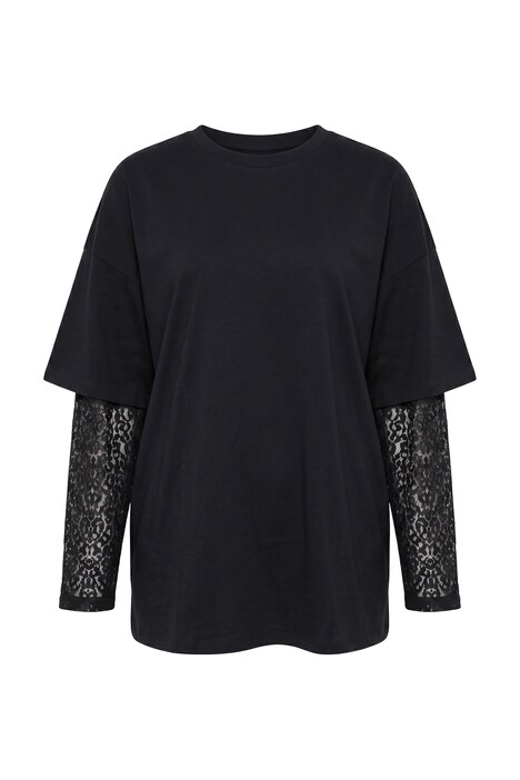 T-Shirt, Oversize Shape, Langarm mit Spitze