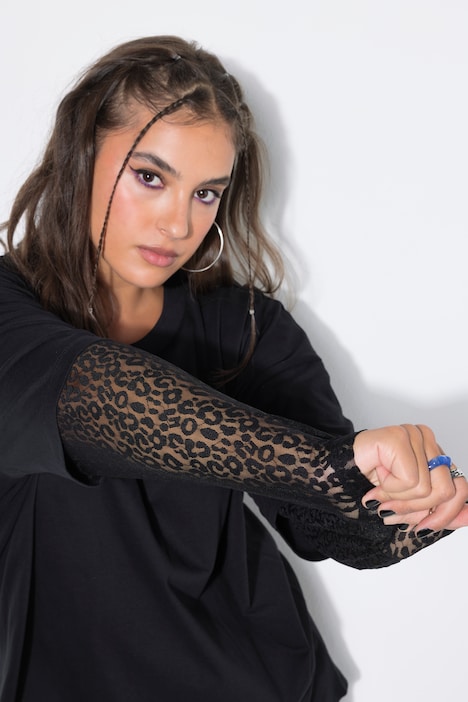 T-Shirt, Oversize Shape, Langarm mit Spitze