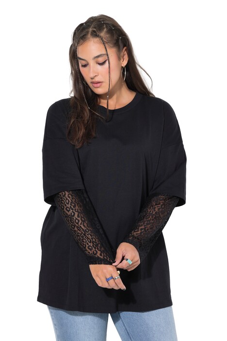 T-Shirt, Oversize Shape, Langarm mit Spitze