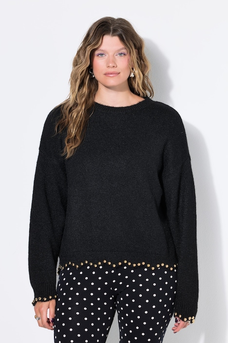 Pullover, Straight Shape, Perlennieten