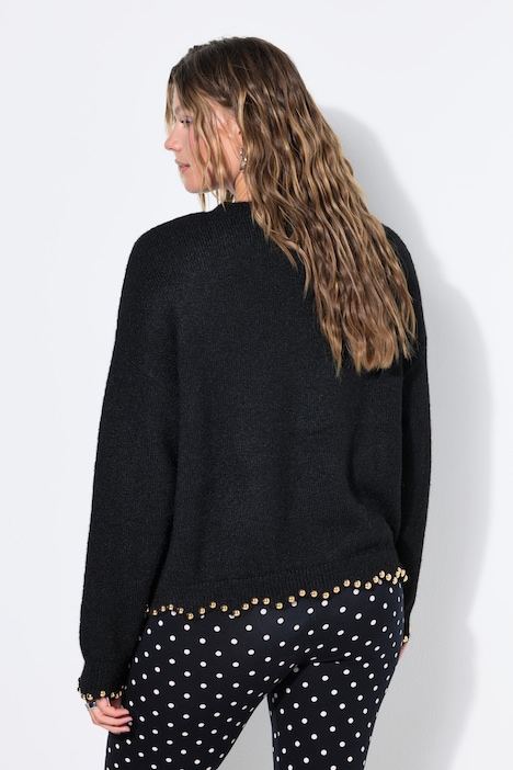 Pullover, Straight Shape, Perlennieten