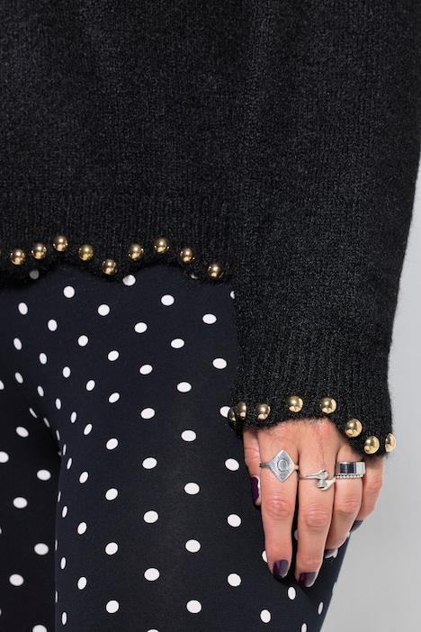 Pullover, Straight Shape, Perlennieten