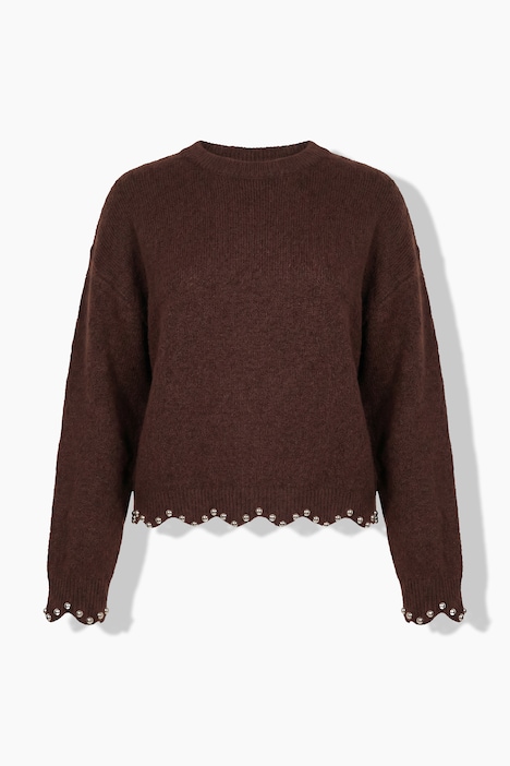 Pullover, Straight Shape, Perlennieten