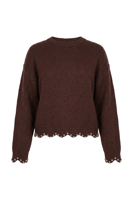 Pullover, Straight Shape, Perlennieten