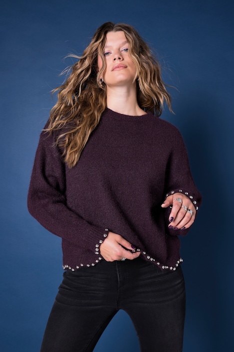 Pullover, Straight Shape, Perlennieten