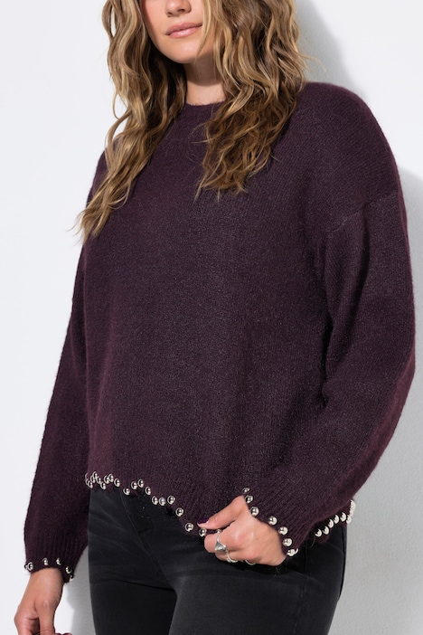 Pullover, Straight Shape, Perlennieten