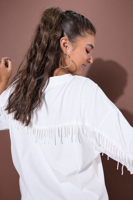 T-Shirt, Oversize Shape, Perlenfransen