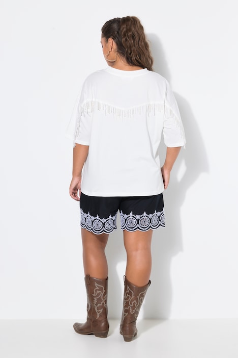 T-Shirt, Oversize Shape, Perlenfransen