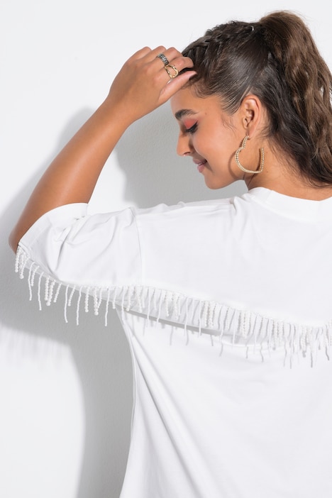 T-Shirt, Oversize Shape, Perlenfransen