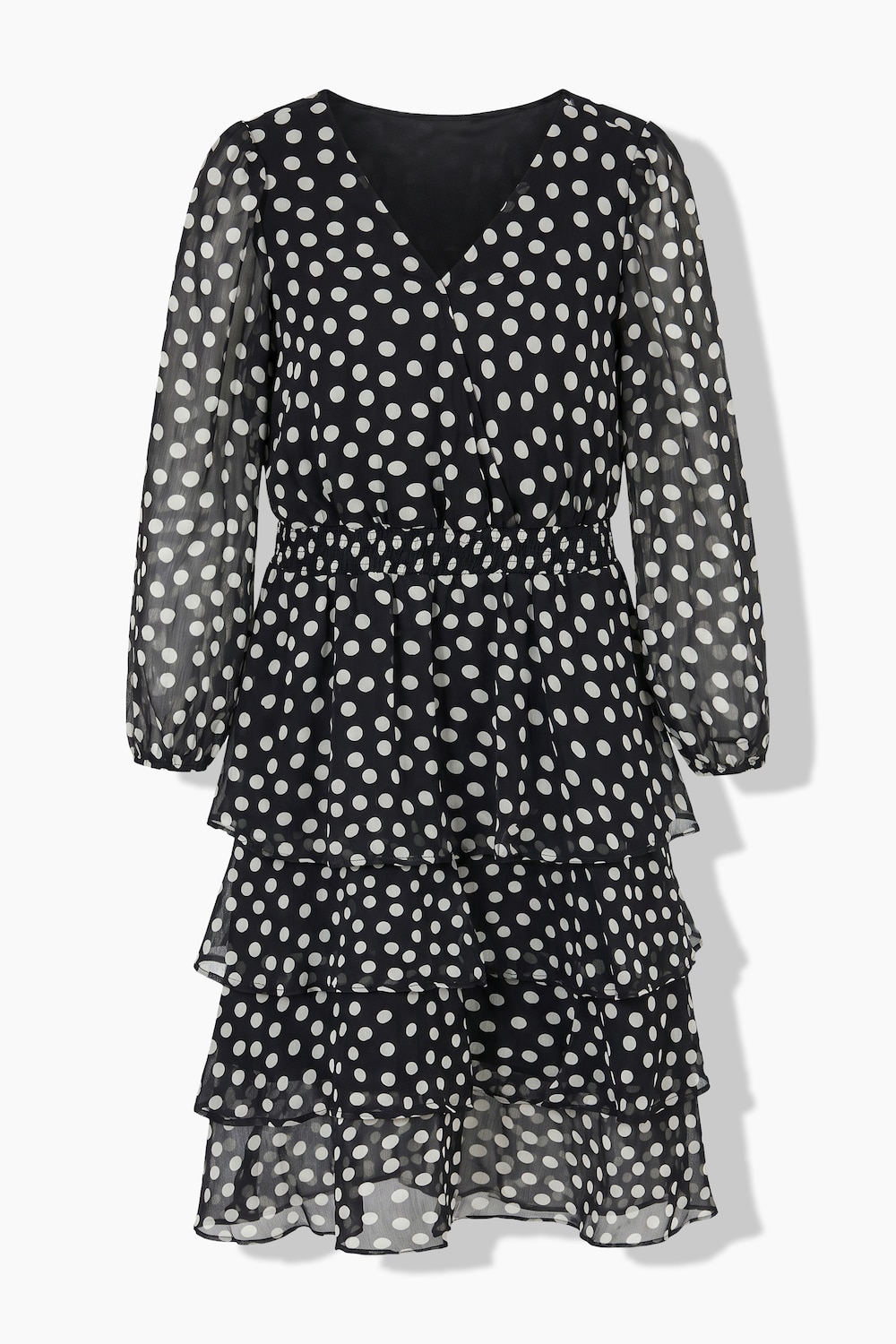 Midi-jurk, comfortabel model, chiffon, stippen