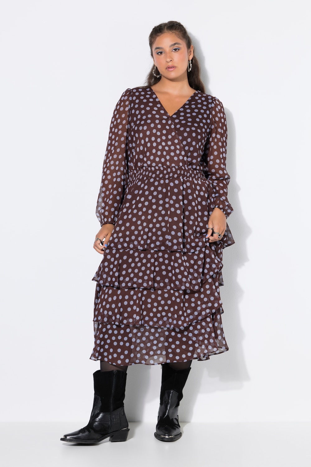 Midikleid, bequemer Shape, Chiffon, Dots