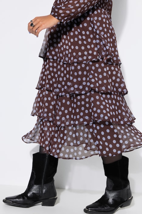 Midi-jurk, comfortabel model, chiffon, stippen