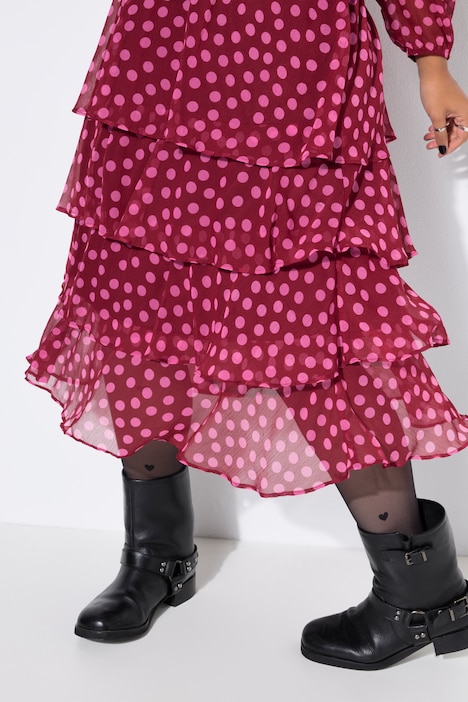 Midi-jurk, comfortabel model, chiffon, stippen