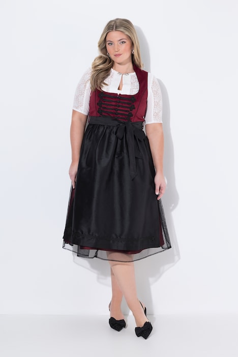 Dirndl, Schnürung, Spitze, Carré-Ausschnitt, ärmellos