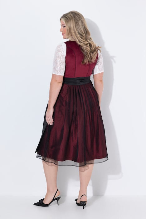 Dirndl, Schnürung, Spitze, Carré-Ausschnitt, ärmellos